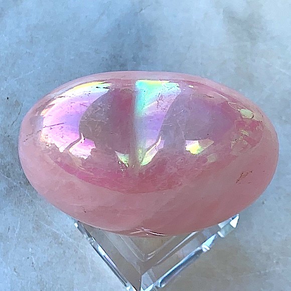 ROSE QUARTZ OPALESCENT HEART HEALING STONE NEW PUFFED - Picture 6 of 7
